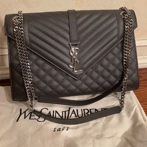 YSL envelope large bag! Charcoal gray with silver hardware